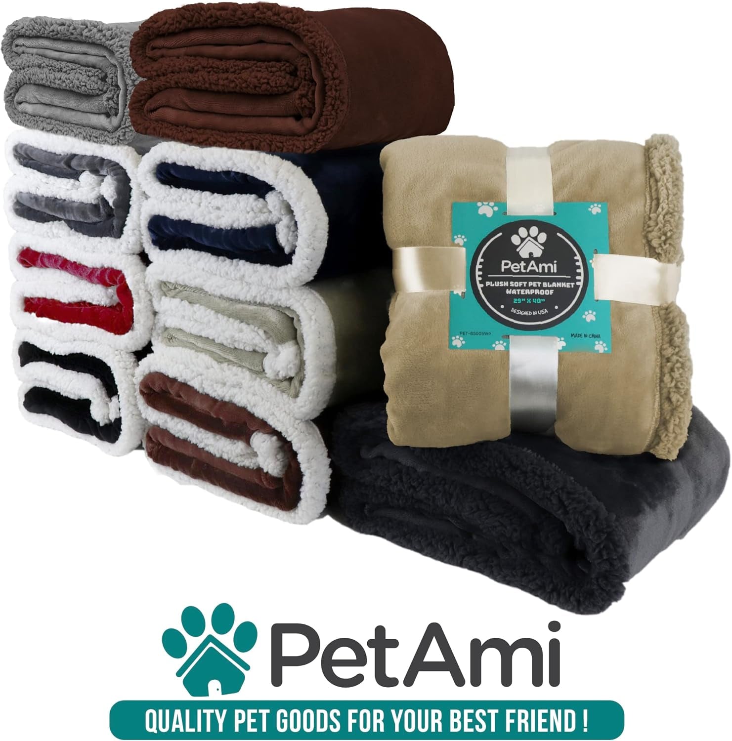 Dog Blanket for Bed, XL Pet Blanket Large Dogs, Fleece Furniture Couch Cover Protector Sofa Car Crate Kennel, Soft Sherpa Cat Throw Plush Reversible Washable, Twin 60X80 Solid Dark Gray