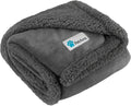 Dog Blanket for Bed, XL Pet Blanket Large Dogs, Fleece Furniture Couch Cover Protector Sofa Car Crate Kennel, Soft Sherpa Cat Throw Plush Reversible Washable, Twin 60X80 Solid Dark Gray